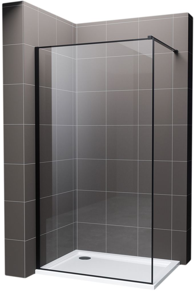 Hagser Hawisa mampara de ducha walk-in 100 cm negro mate/vidrio transparente HGR60000022