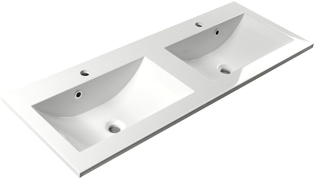 Sapho Yukon lavabo 120x45 cm rectangular empotrado-doble blanco YU120