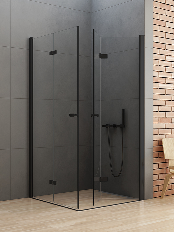 New Trendy New Soleo Black cabina de ducha 90x80 cm rectangular negro mate/vidrio transparente D-0234A/D-0239A