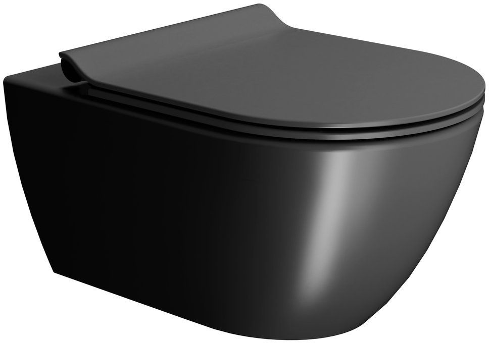 GSI Pura taza de inodoro suspendido sin reborde negro mate 881526