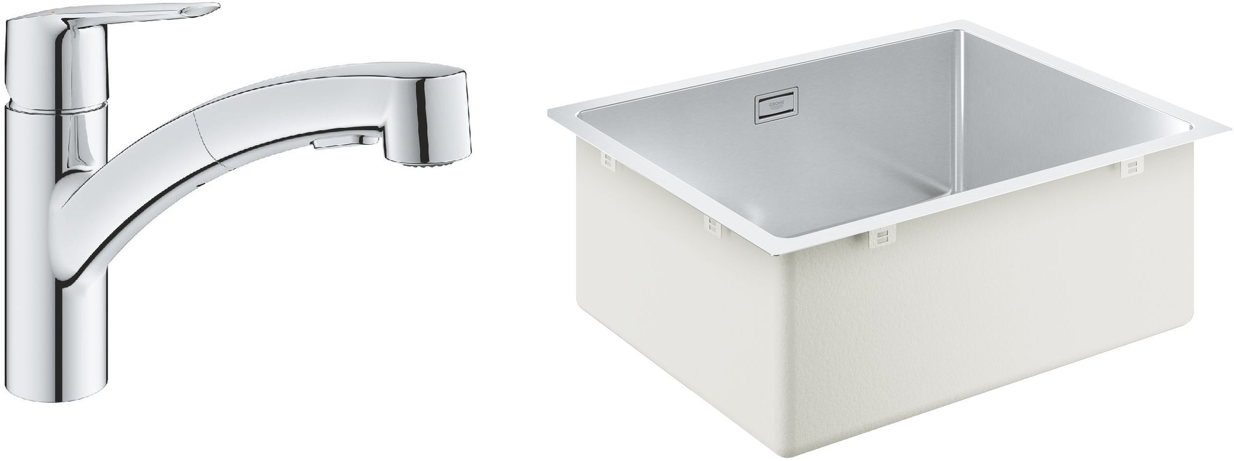 Conjunto fregadero de acero Grohe K700 31574SD1, grifo de cocina Grohe Start 30531001