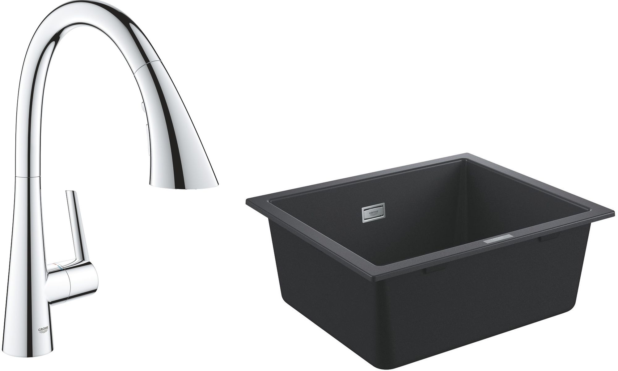 Conjunto grifo de cocina Grohe Zedra 32294002, fregadero de granito Grohe K700 31654AP0