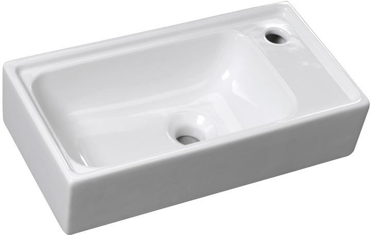 Sapho Small lavabo 50.5x26.5 cm rectangular clásico-sobre encimera blanco brillante 7045