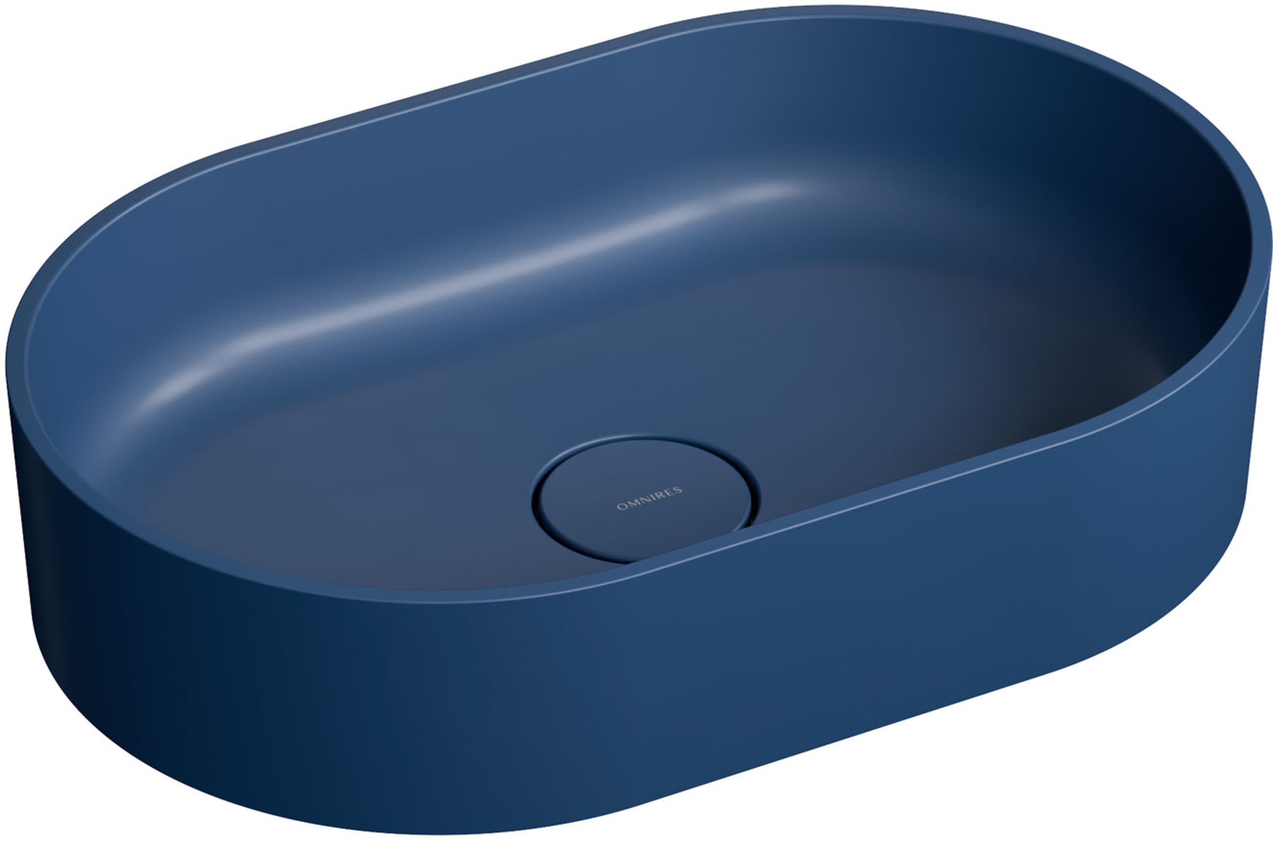 Omnires Ovo M+ lavabo 55x36 cm oval sobre encimera azul OVOUNMB