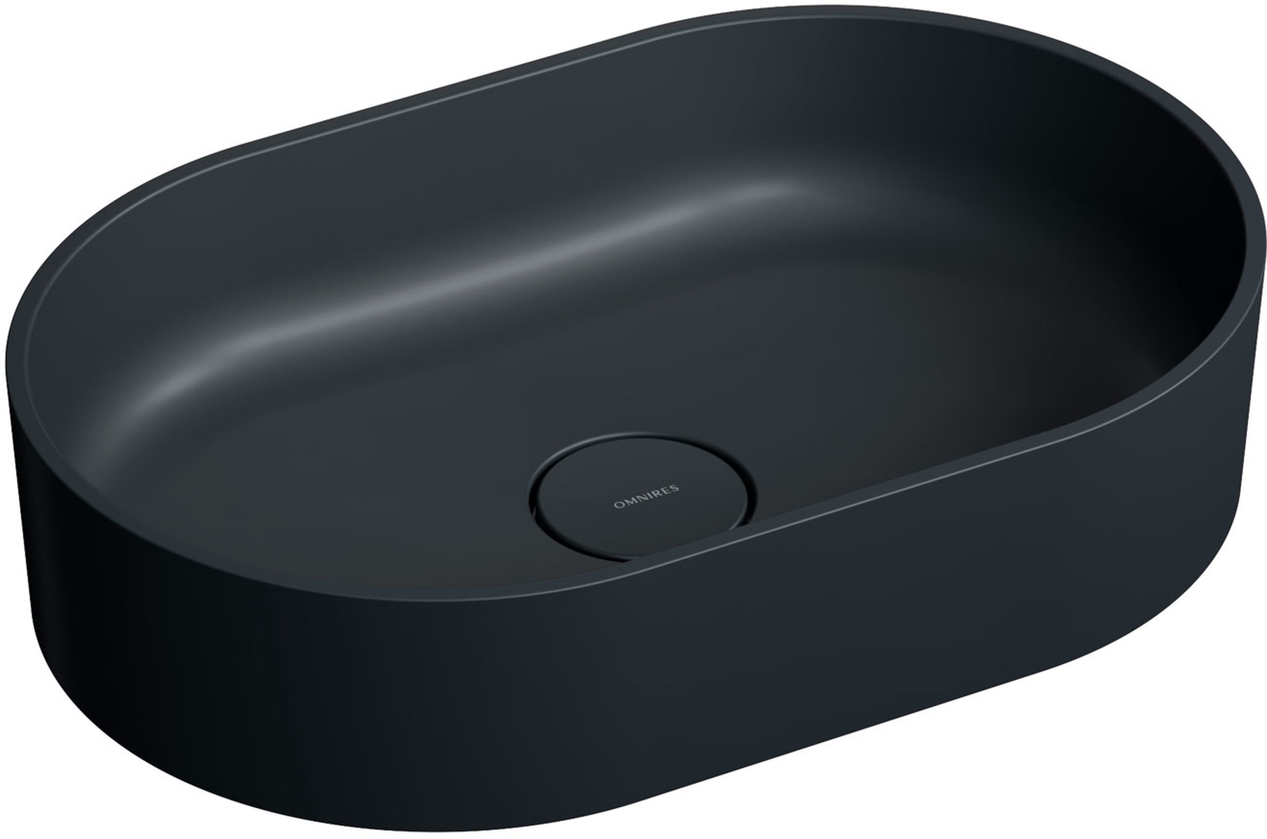Omnires Ovo M+ lavabo 55x36 cm oval sobre encimera negro OVOUNBLV