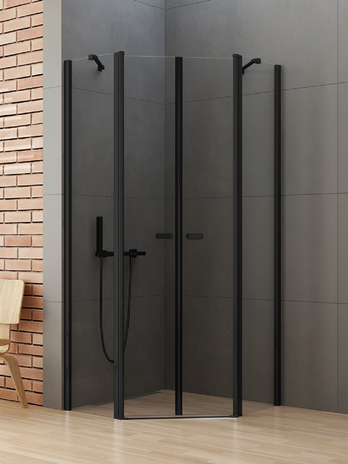 New Trendy New Soleo Black cabina de ducha 90x90 cm negro mate/vidrio transparente K-0617