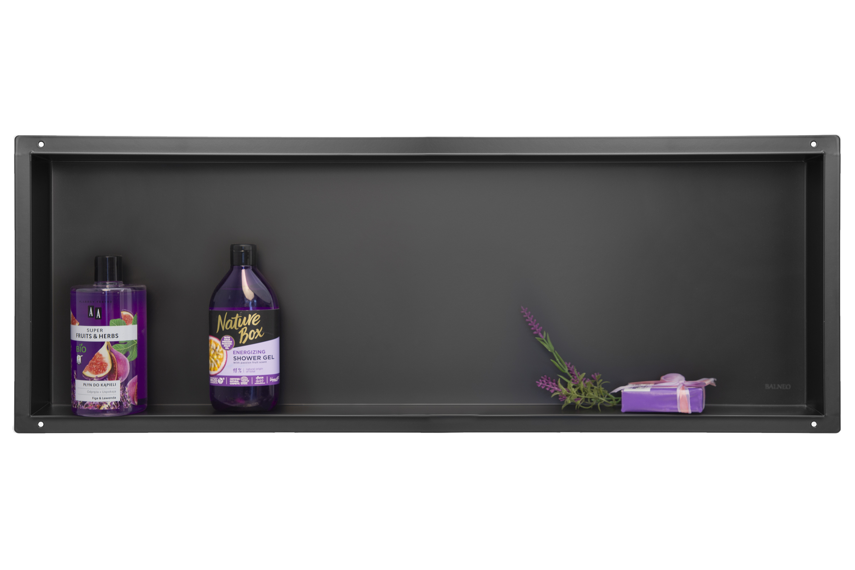 Balneo Wall-Box No Rim Black estante empotrado 90 cm negro OB-BL5-NR