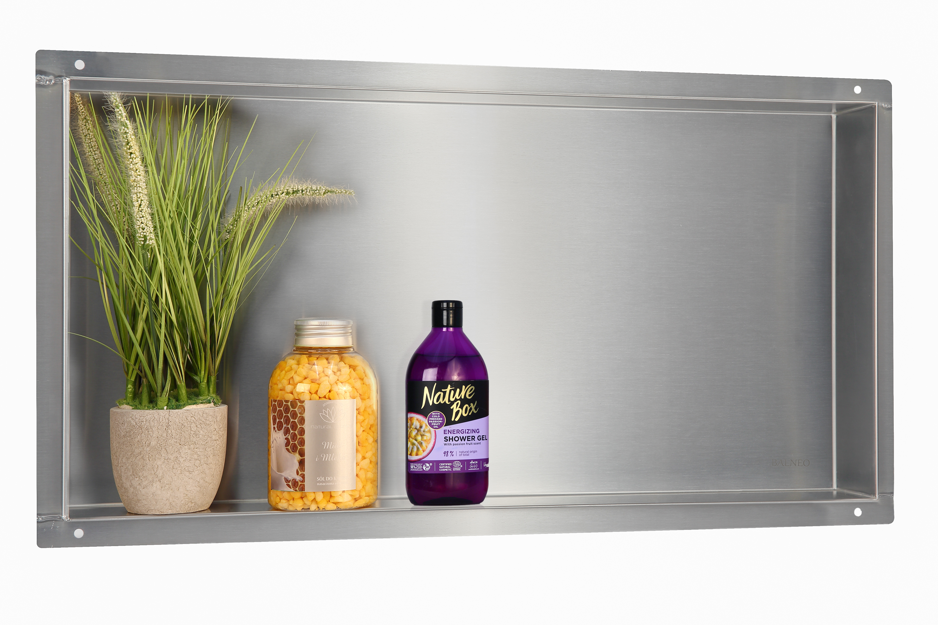 Balneo Wall-Box No Rim Inox estante empotrado 60 cm acero OB-IN3-NR