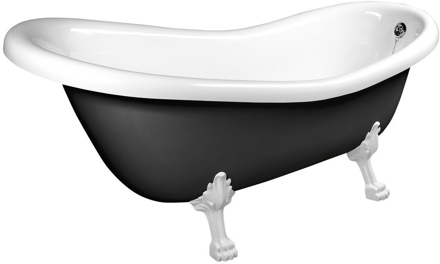 Polysan Retro bañera exenta 158x73 cm oval blanco-negro 72971