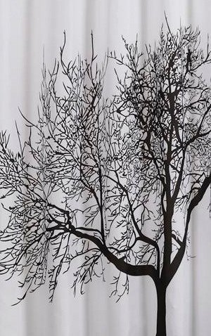Aqualine cortina de ducha 200x180 cm blanco-negro ZP008