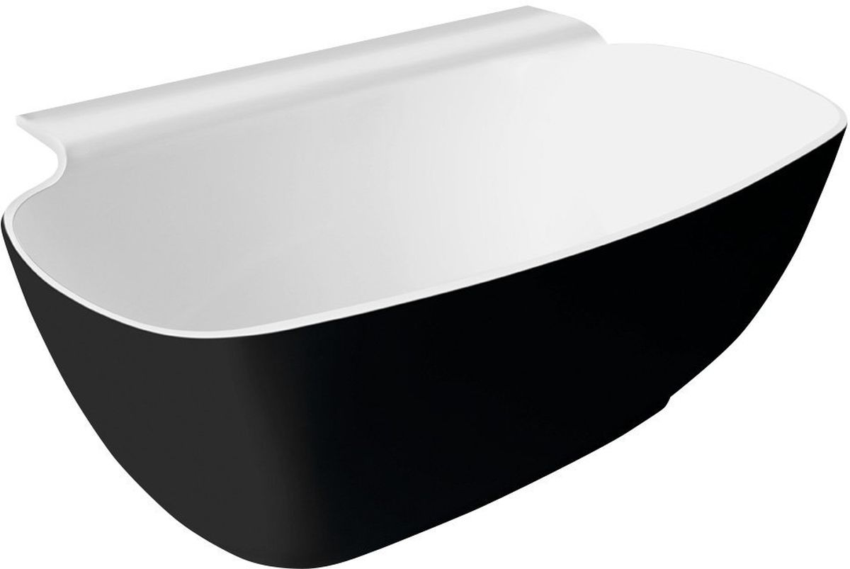 Polysan Nigra bañera de pared 158x80 cm oval blanco-negro-bicolor 72975