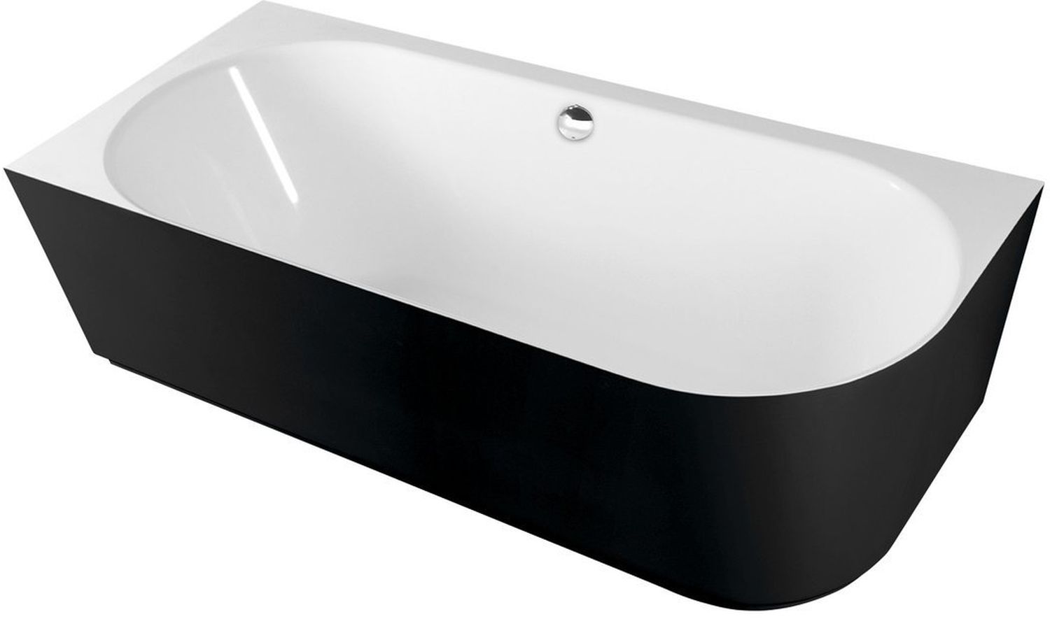 Polysan Sussi bañera de pared 160x70 cm oval blanco-negro-bicolor 80219L