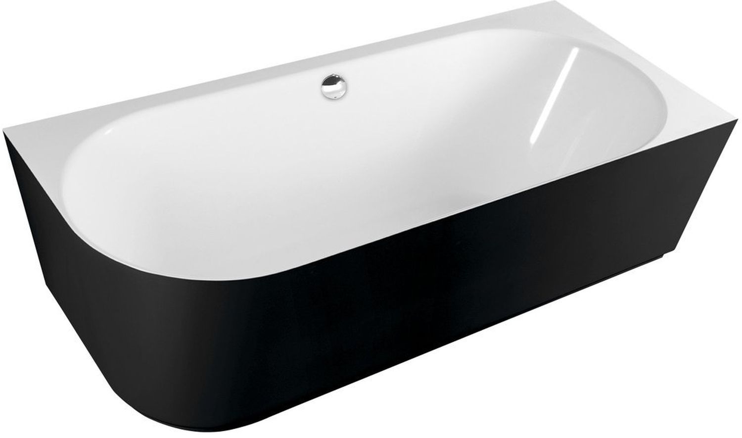 Polysan Sussi bañera de pared 160x70 cm oval blanco-negro-bicolor 80219R