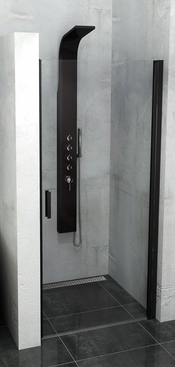 Polysan Zoom Line Black puerta de ducha 90 cm oscilante negro mate/vidrio transparente ZL1290B