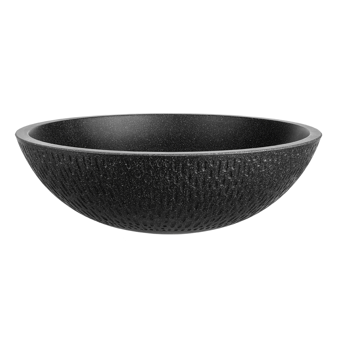 Laveo Amber lavabo 41x41 cm circular sobre encimera negro VGR1721T