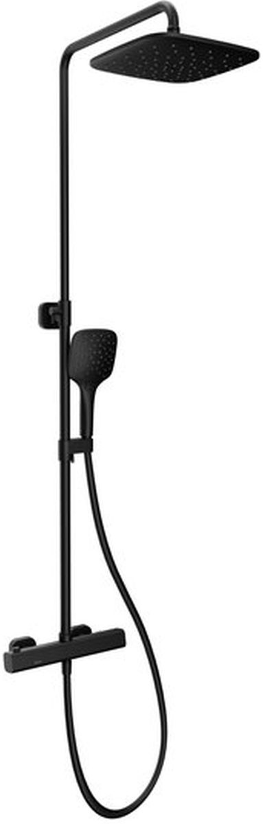 Ravak 10° conjunto de ducha a pared con termostato con rociador con efecto lluvia negro X070160