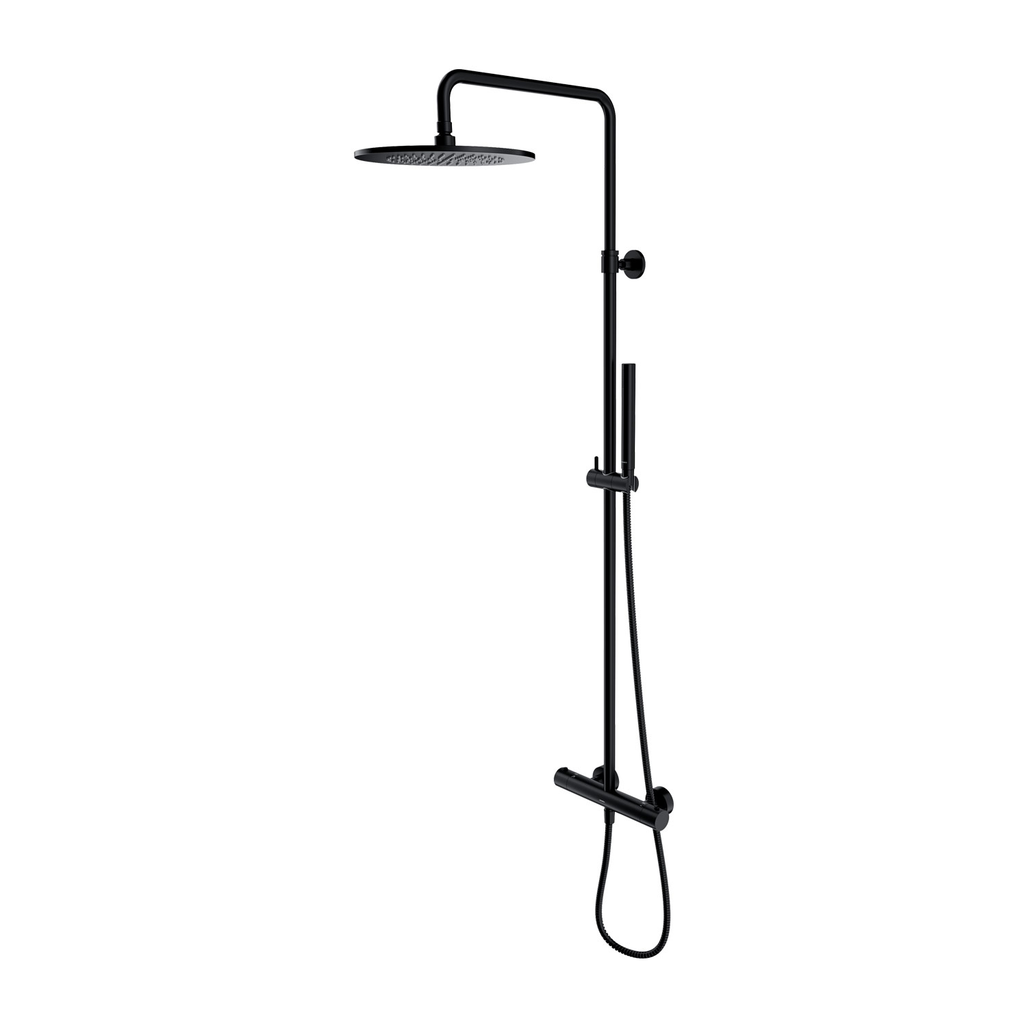 Omnires Y conjunto de ducha a pared con termostato con rociador con efecto lluvia negro Y1244SUBL