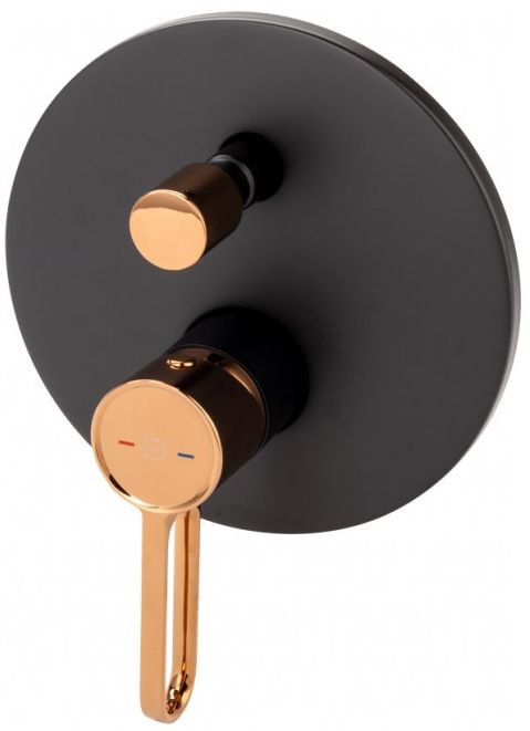 FDesign Zaffiro grifo de bañera y ducha empotrado negro FD1-ZFR-7P-25