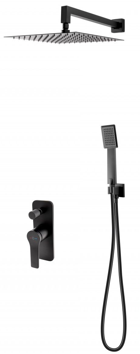FDesign Seppia conjunto de ducha empotrado con rociador con efecto lluvia negro FD1-SPA-7PSET-22