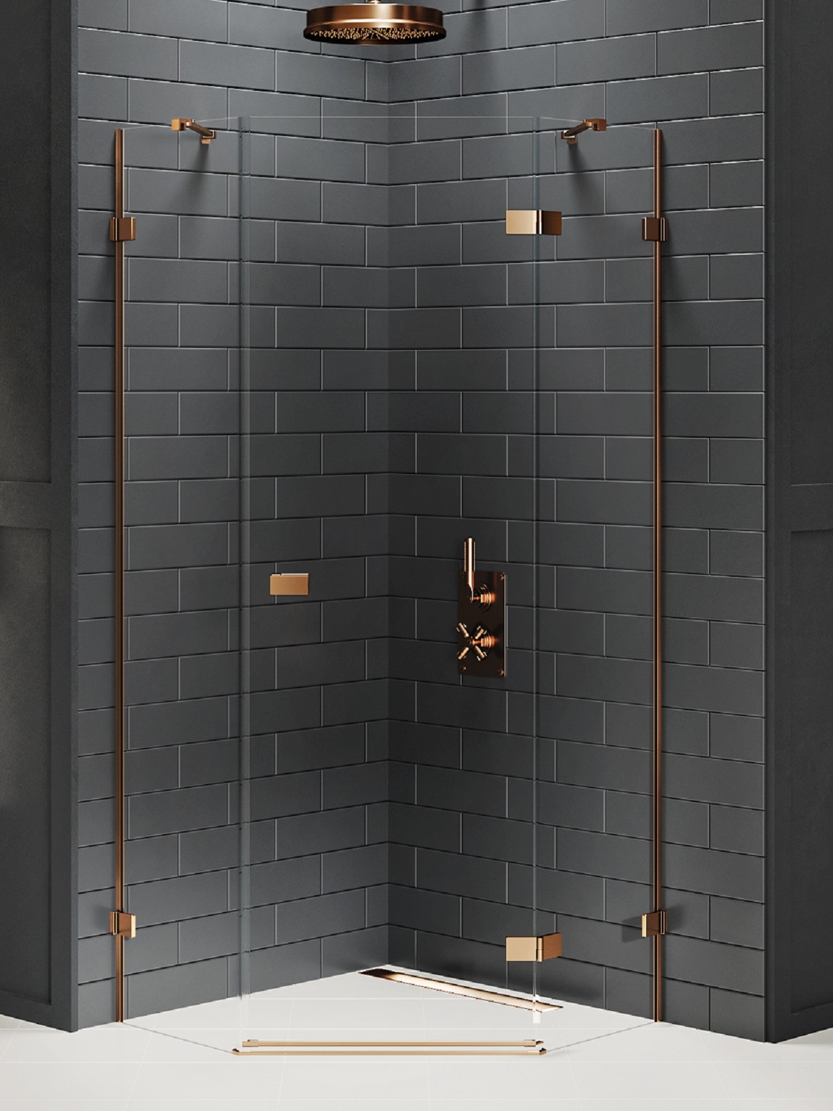New Trendy Avexa Copper Brushed cabina de ducha 80x80 cm cobre cepillado/vidrio transparente EXK-3819