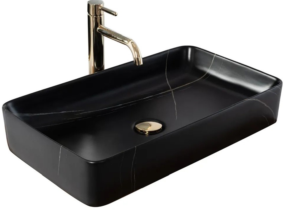 Rea Denis lavabo 61x35 cm rectangular sobre encimera negro REA-U6510