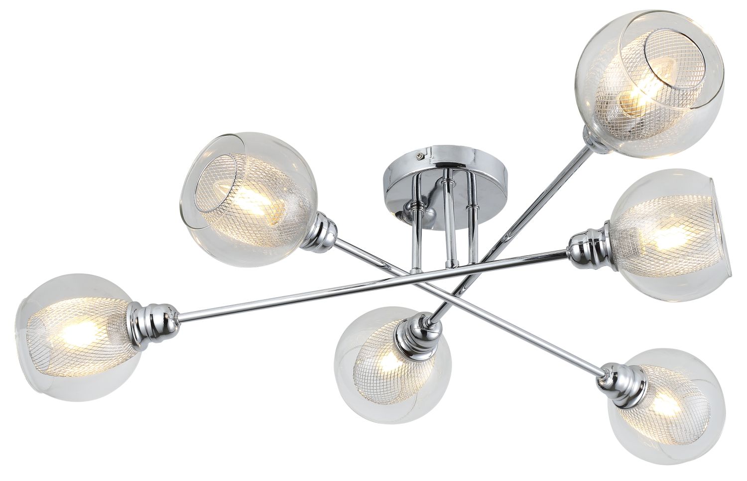 Candellux Dixi lámpara de techo 6x40 W cromo-transparente 36-61362