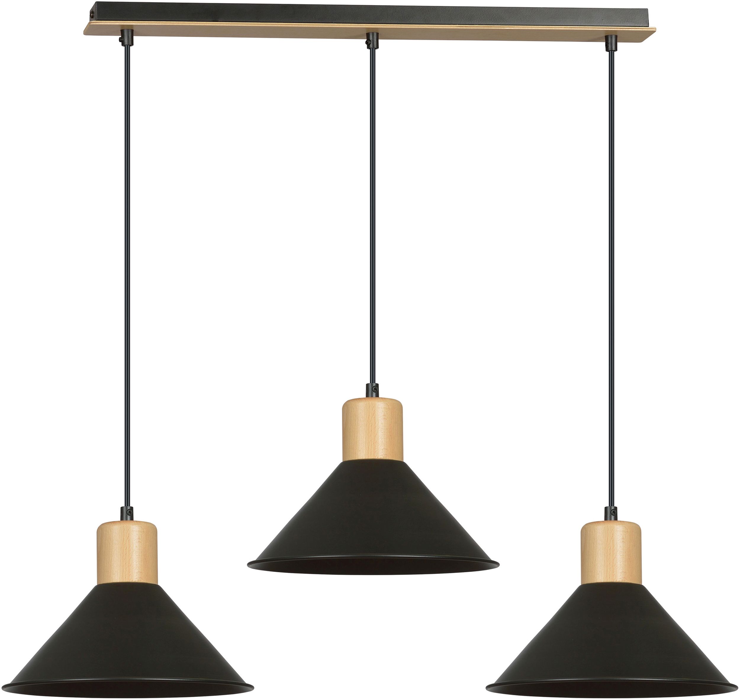 Emibig Rowen lámpara colgante 3x15 W negro-madera 1044/3