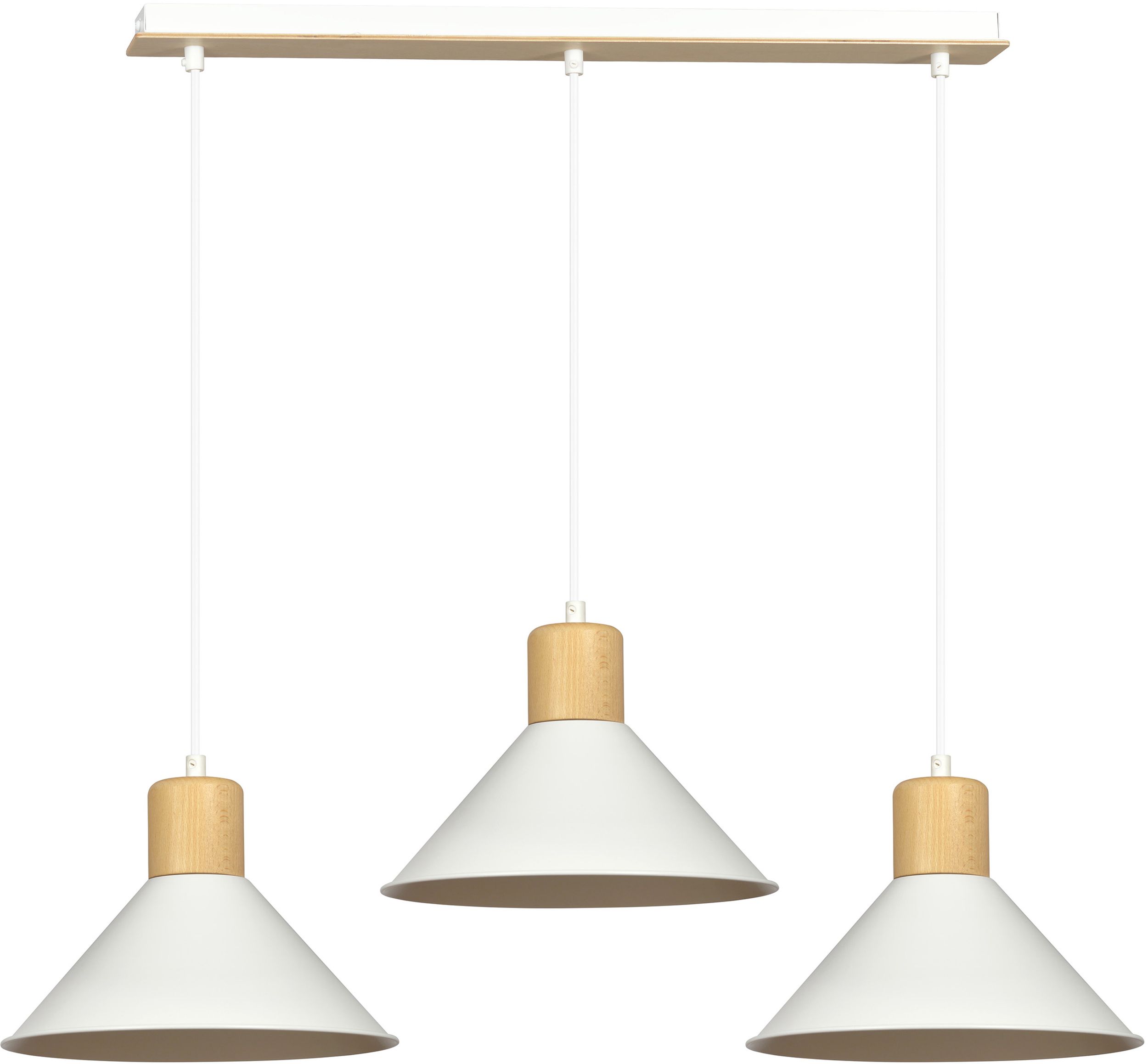 Emibig Rowen lámpara colgante 3x15 W blanco-madera 1045/3