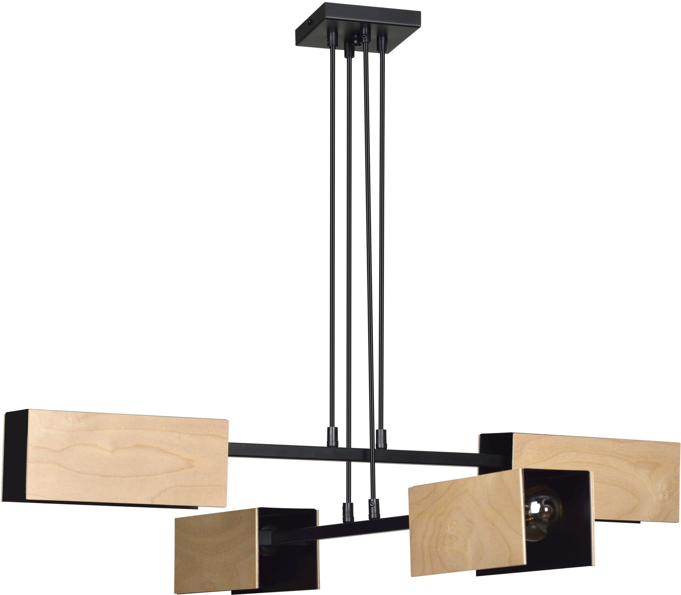 Emibig Zaper lámpara colgante 4x15 W negro-madera 616/4
