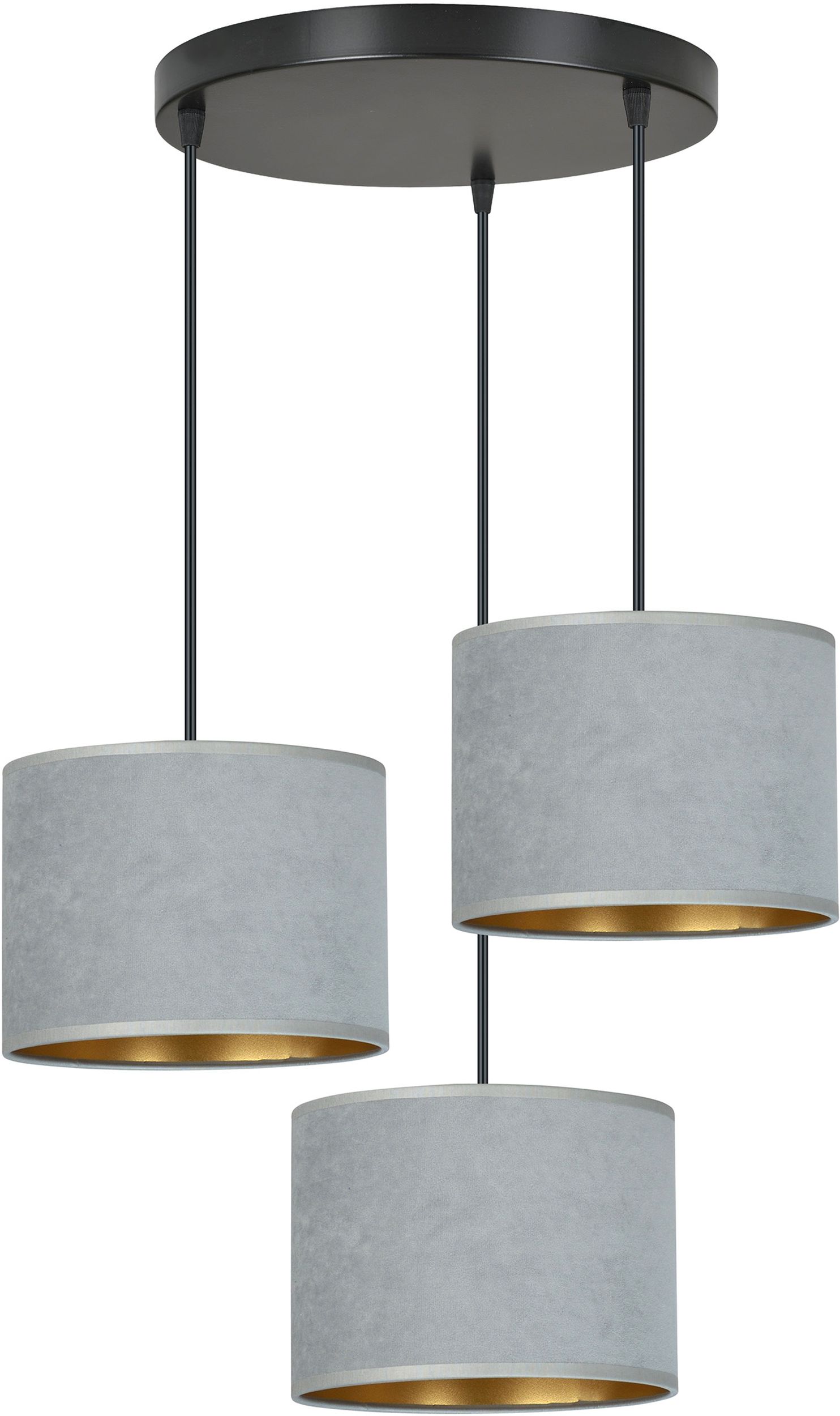 Emibig Hilde lámpara colgante 3x15 W negro-oro-gris/gris ceniza 1050/3PREM