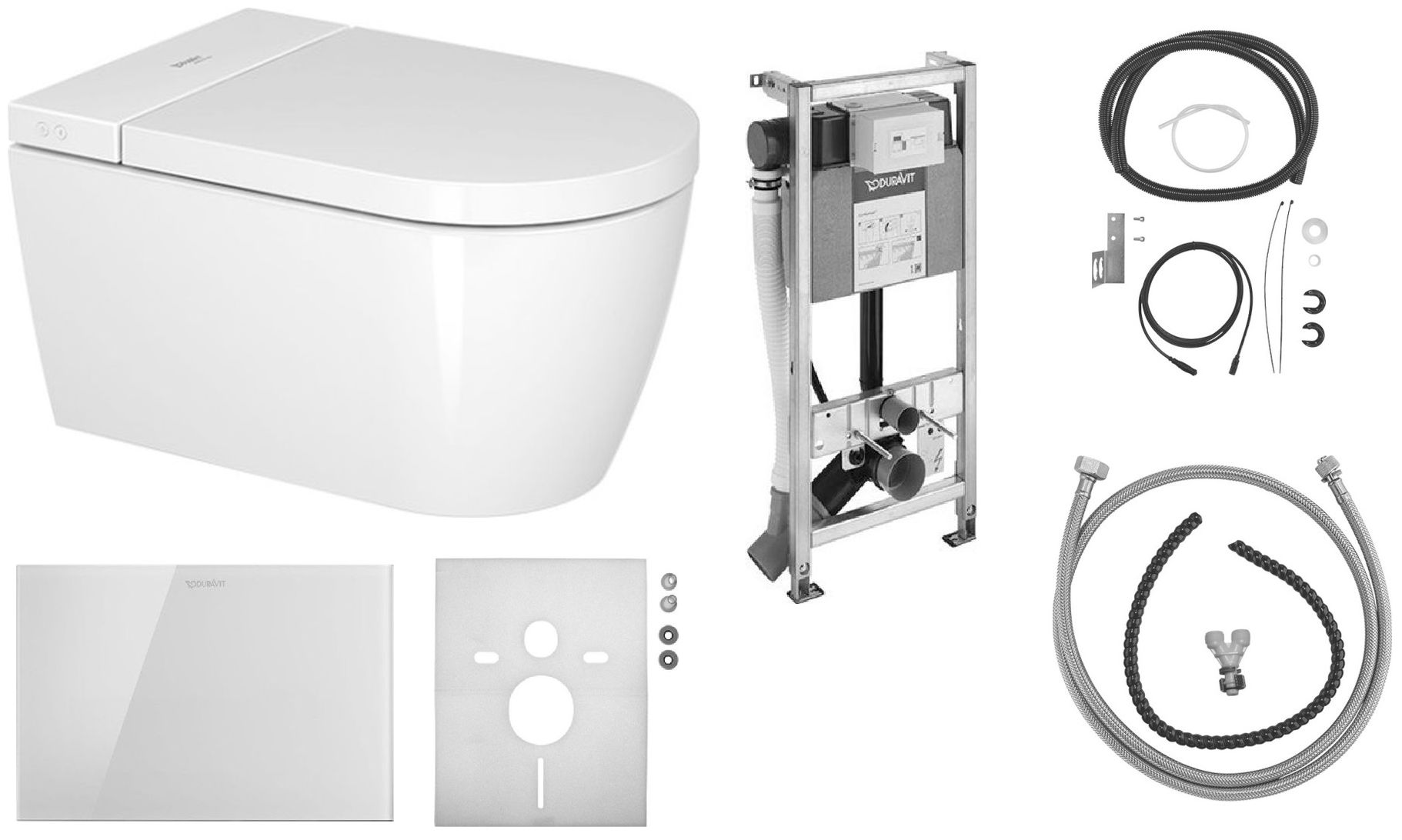 Duravit SensoWash conjunto con marco, taza de inodoro, tapa y pulsador de descarga WD7014001000