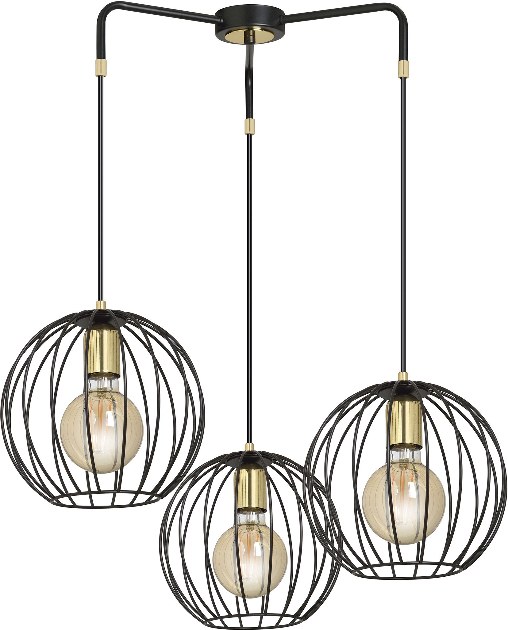 Emibig Albio lámpara colgante 3x15 W negro-oro 144/3