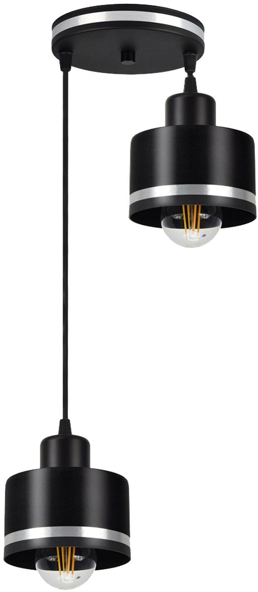 Candellux Wama lámpara colgante 2x40 W negro-cromo 32-00477