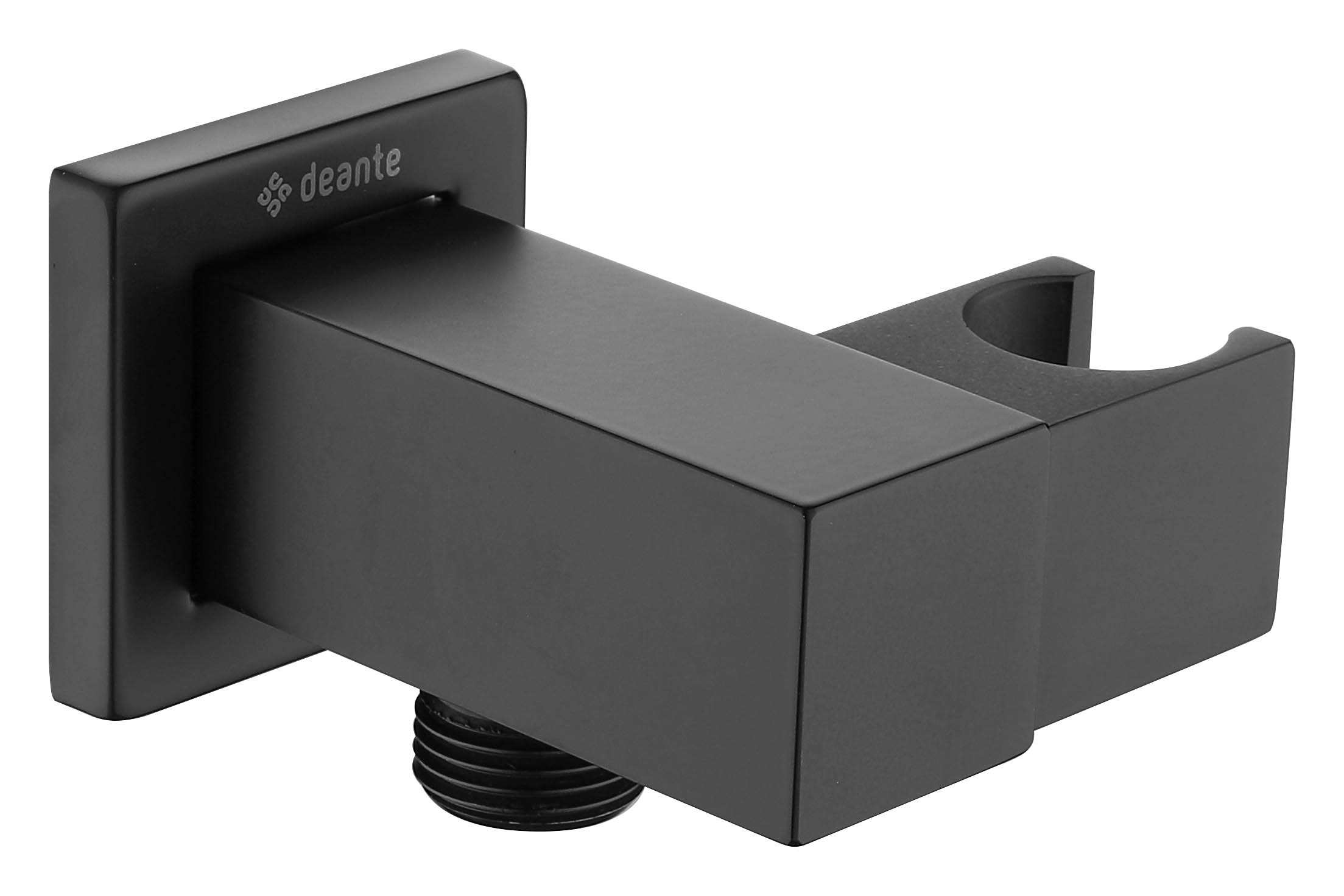 Deante Cascada conector angular con soporte negro NAC_N58K