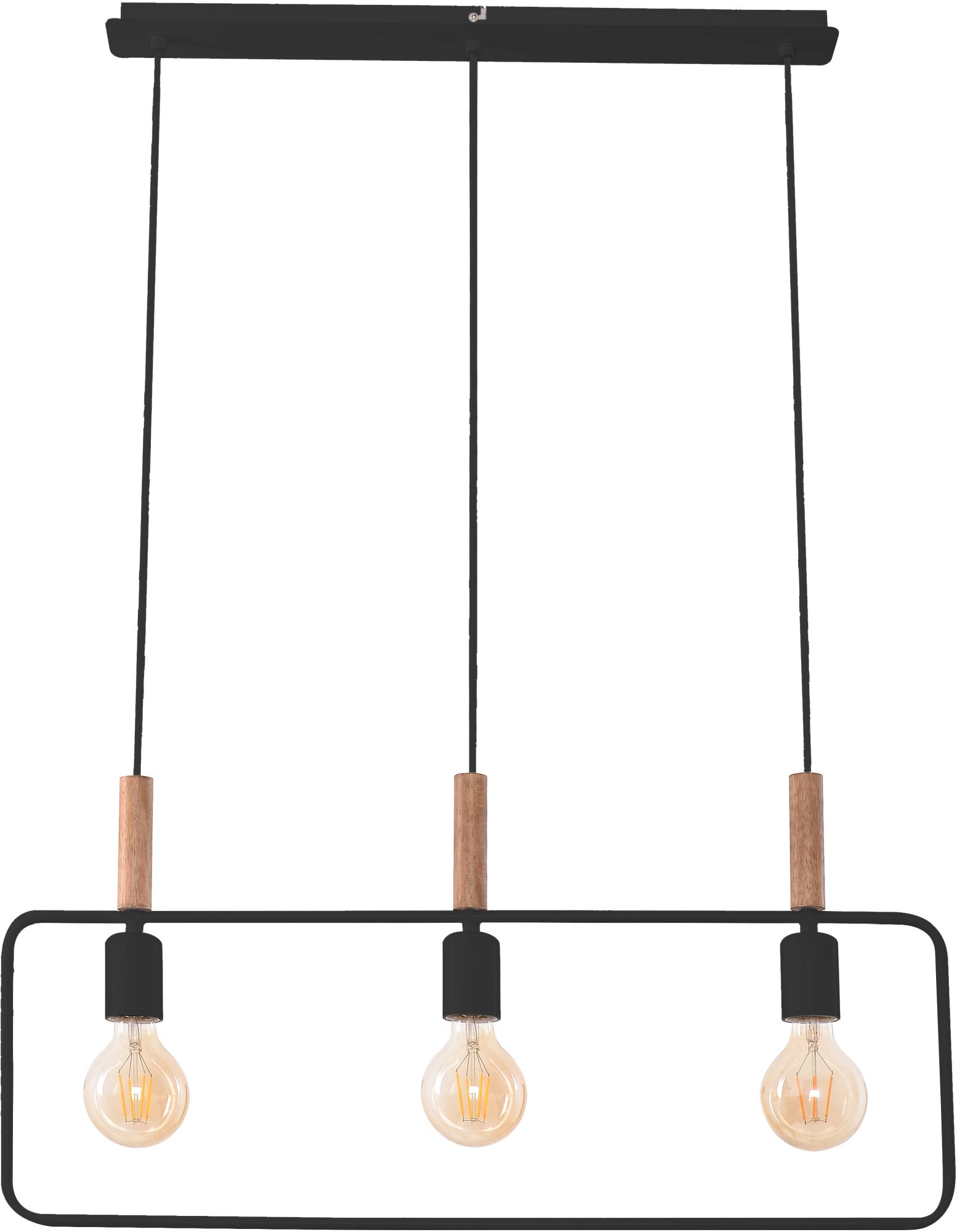 Candellux Frame lámpara colgante 3x60 W negro-madera 33-73525