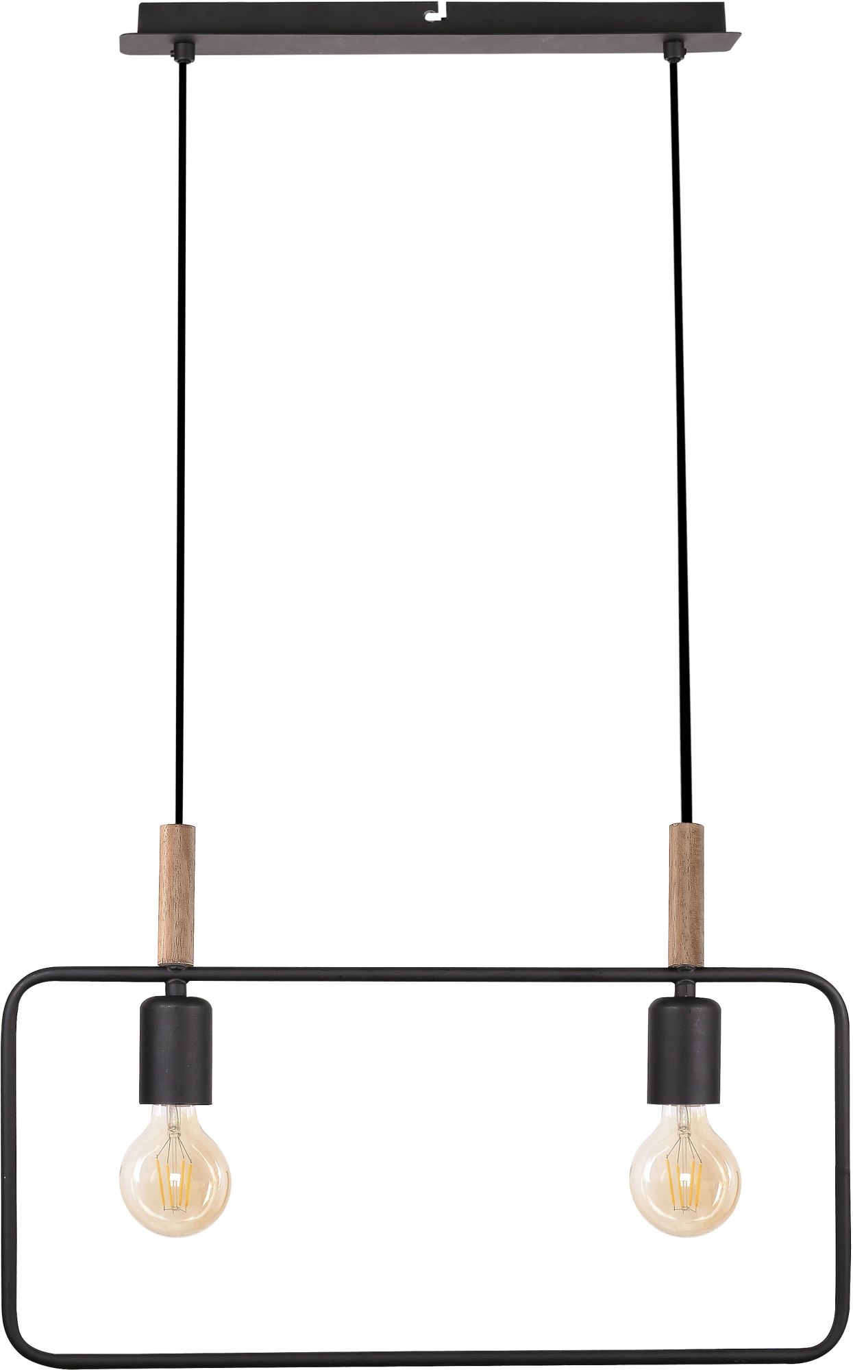 Candellux Frame lámpara colgante 2x60 W negro-madera 32-73518