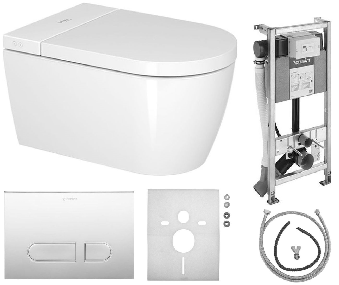 Duravit SensoWash conjunto con marco, taza de inodoro, tapa y pulsador de descarga WD7011007000