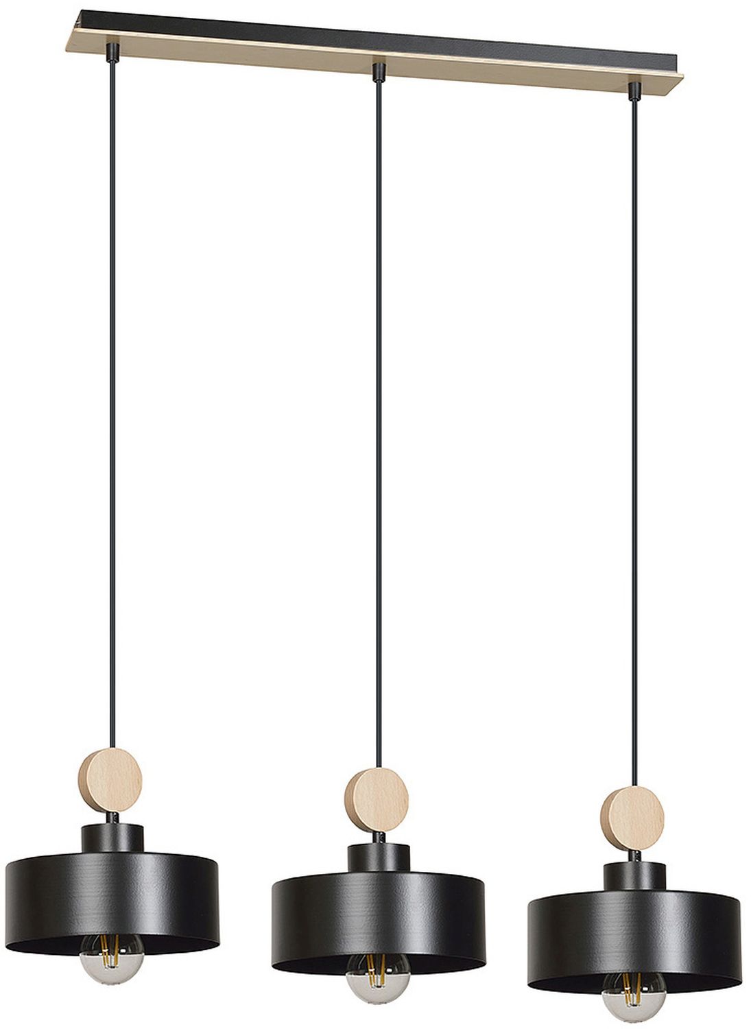 Emibig Tuniso lámpara colgante 3x15 W negro-madera 582/3
