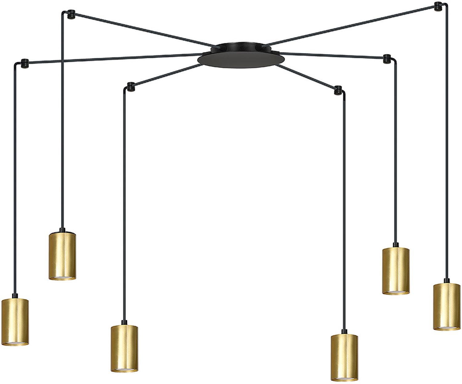 Emibig Traker lámpara colgante 6x8 W negro-oro 526/6