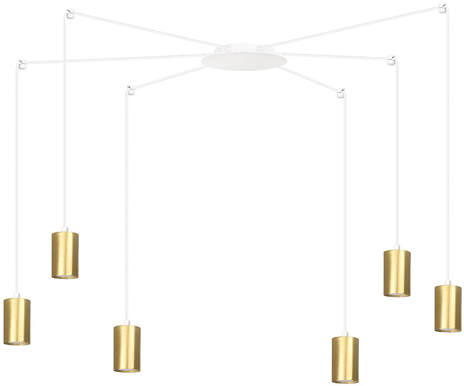 Emibig Traker lámpara colgante 6x8 W blanco-oro 527/6