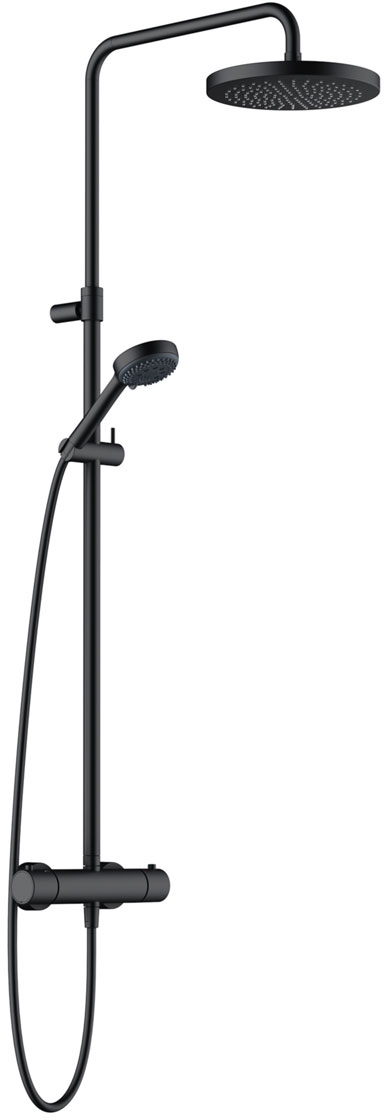 Kludi Logo Neo conjunto de ducha a pared con termostato con rociador con efecto lluvia negro 6808239-00
