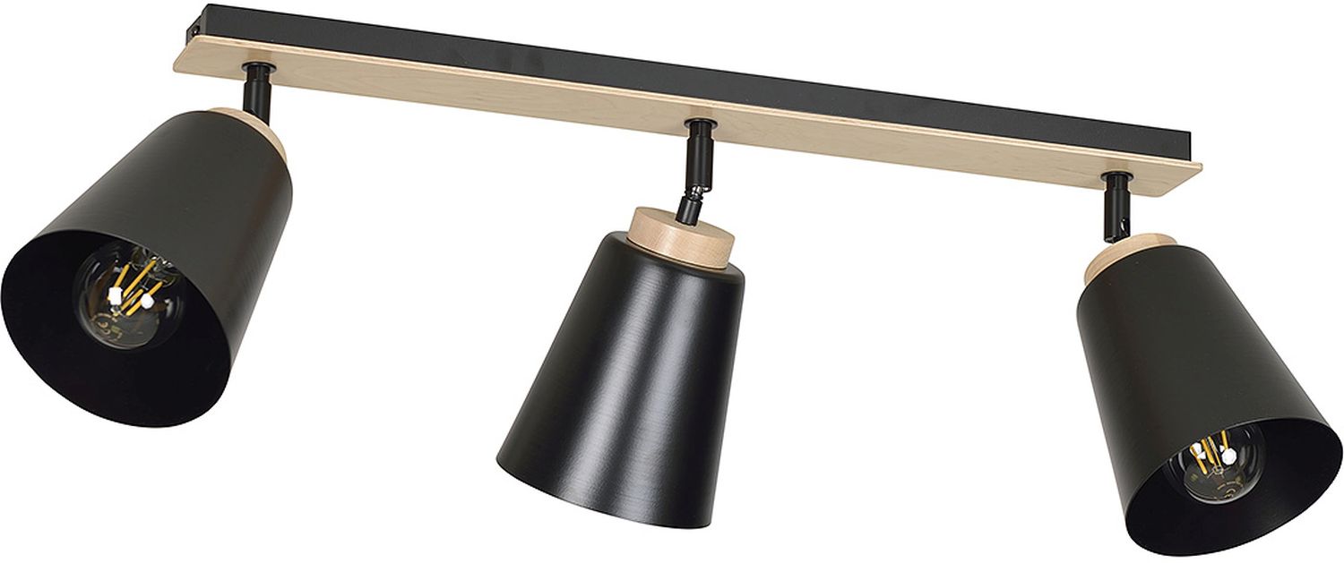 Emibig Atlas lámpara de techo 3x15 W negro-madera 725/3