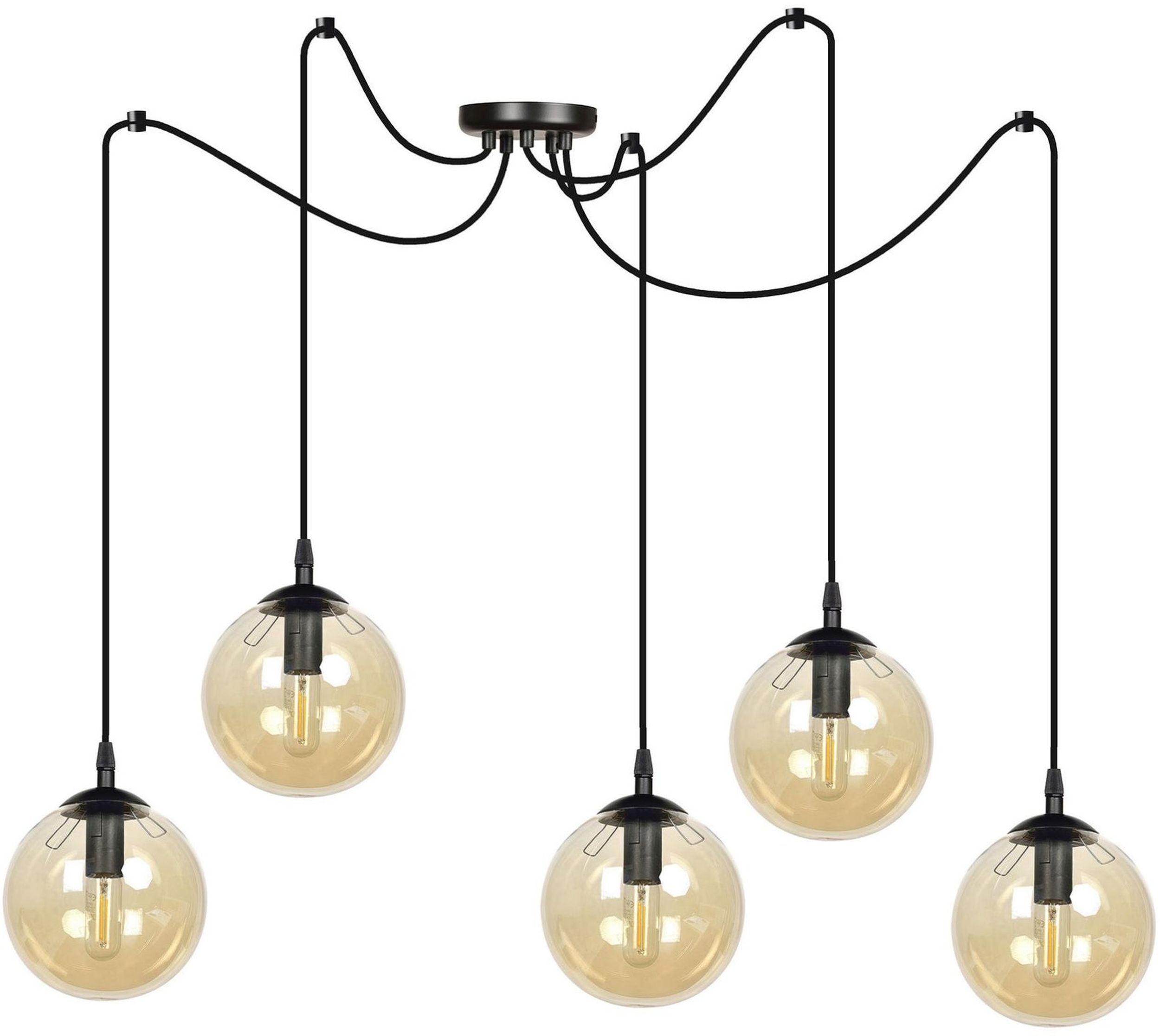 Emibig Gigi lámpara colgante 5x10 W negro-ámbar 938/5