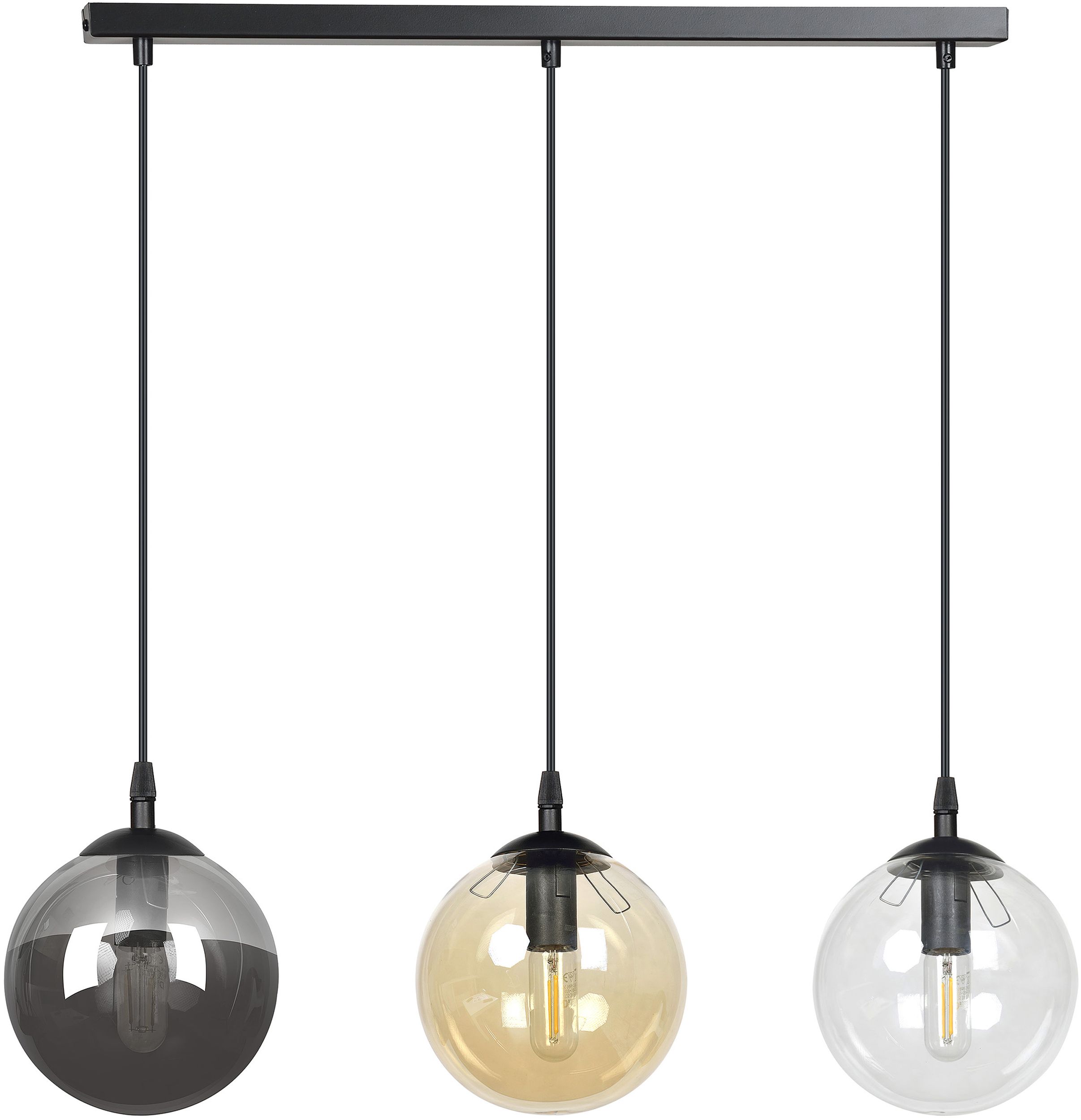Emibig Cosmo lámpara colgante 3x10 W negro-transparente-ámbar-grafito 714/3