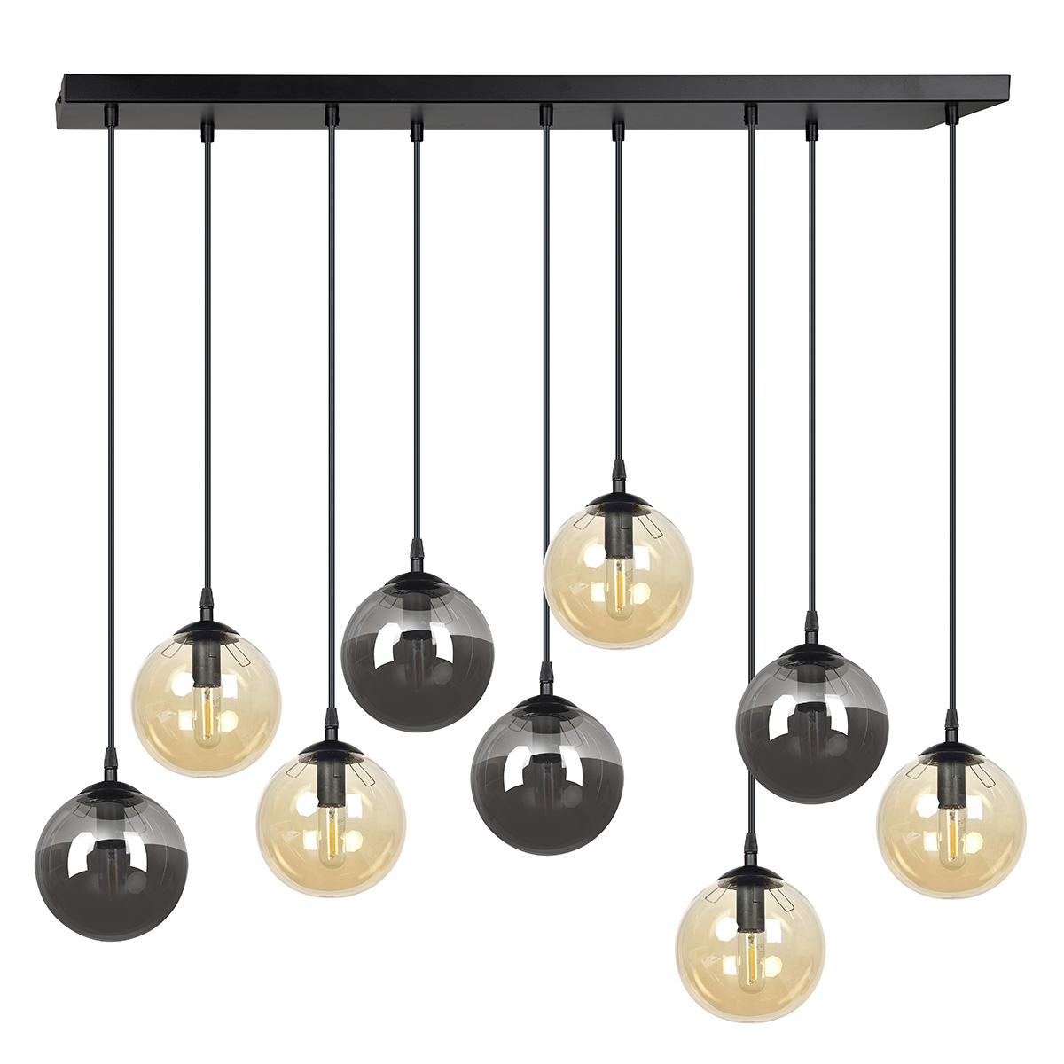 Emibig Cosmo lámpara colgante x10 W negro-ámbar-grafito 714/9M1