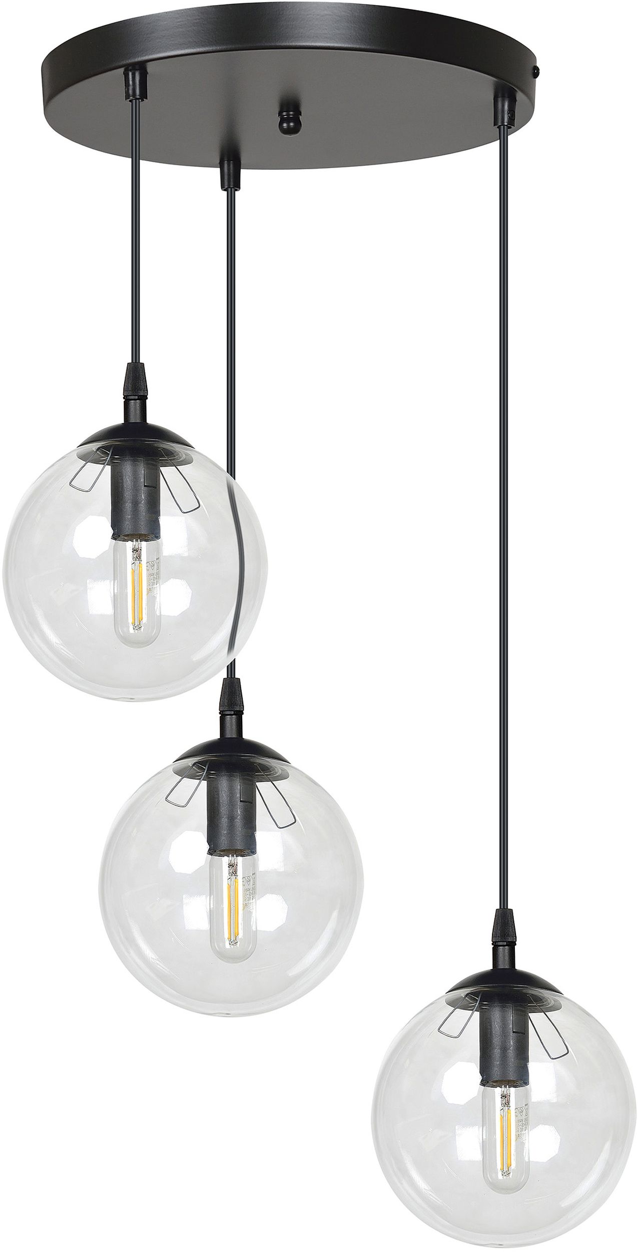 Emibig Cosmo lámpara colgante 3x10 W negro-transparente 711/3PREM