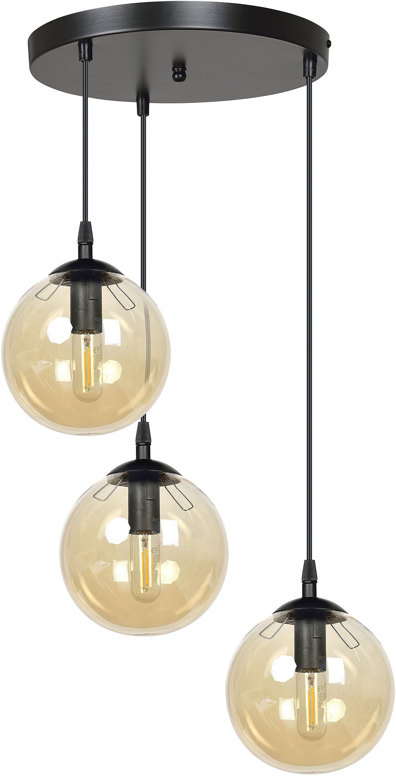 Emibig Cosmo lámpara colgante 3x10 W negro-ámbar 713/3PREM