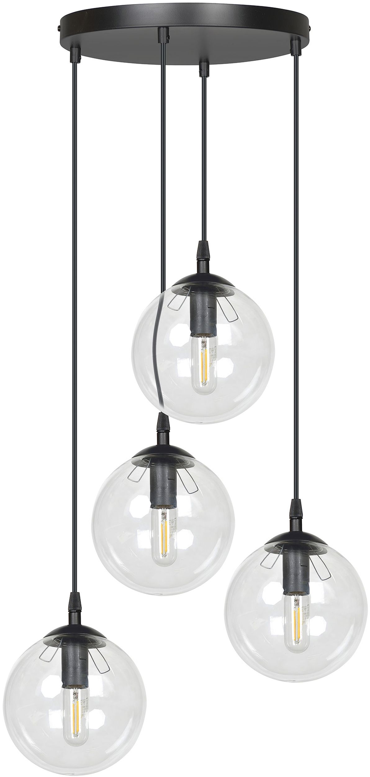 Emibig Cosmo lámpara colgante 4x10 W negro-transparente 711/4PREM