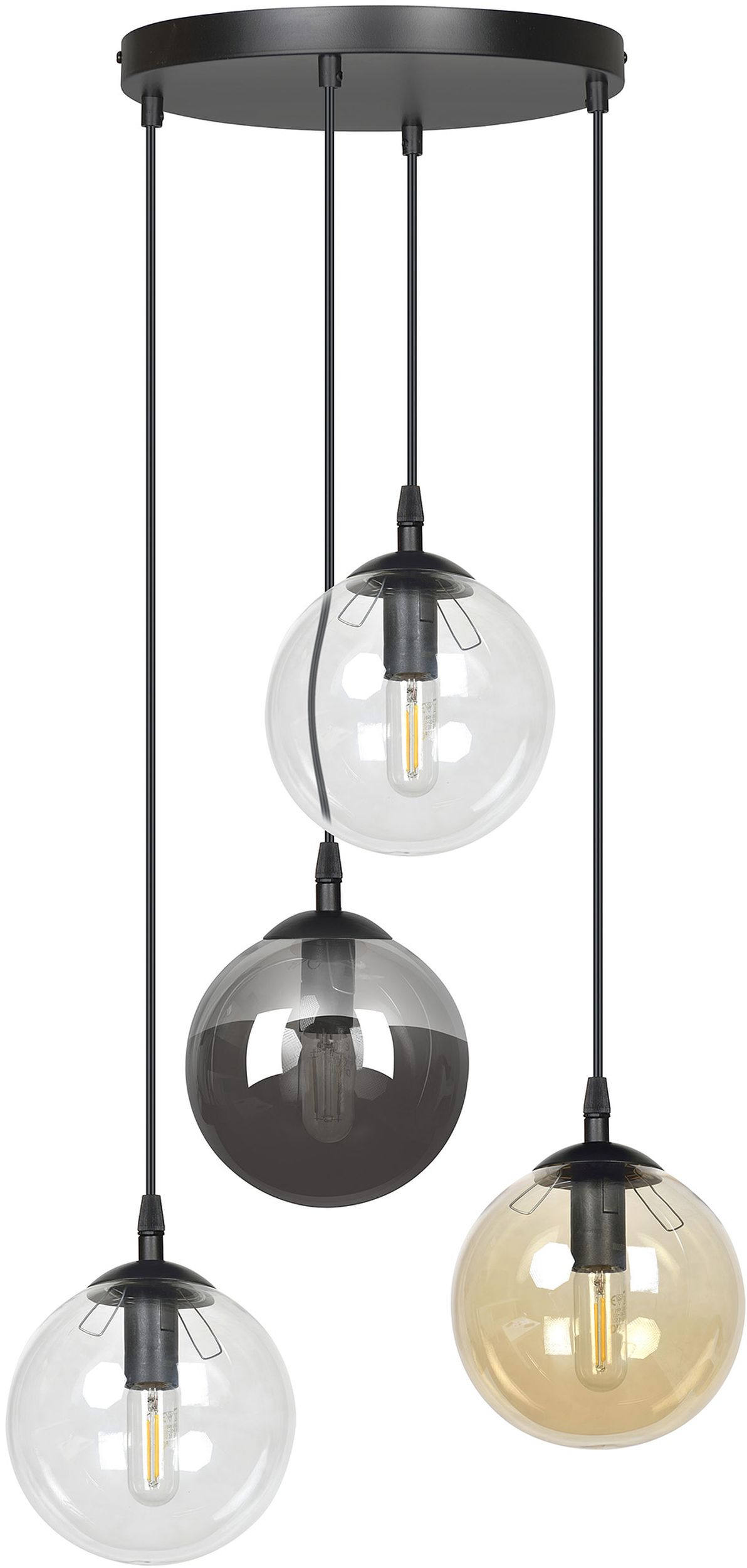 Emibig Cosmo lámpara colgante 4x10 W negro-transparente-ámbar-grafito 714/4PREM