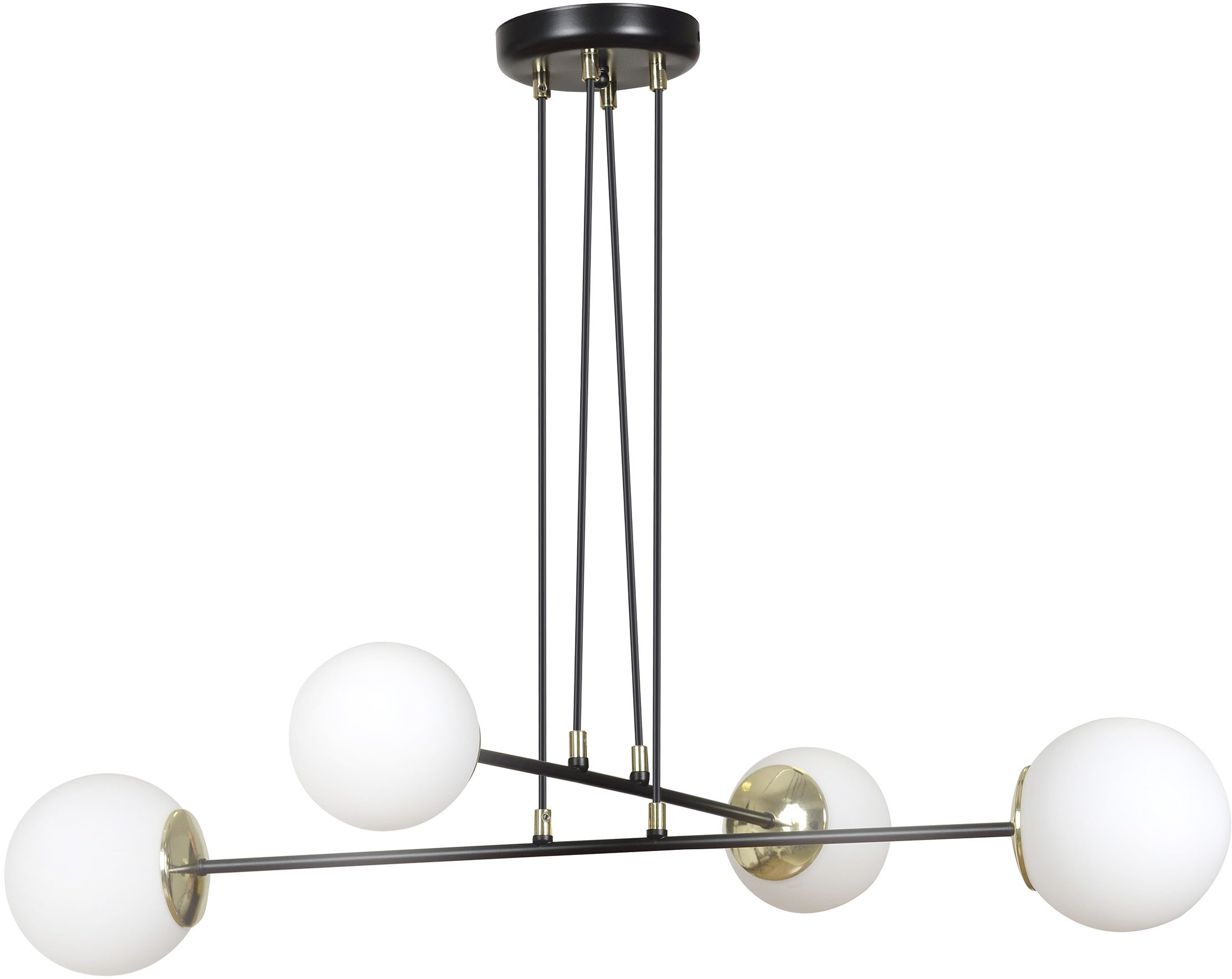 Emibig Ognis lámpara colgante 4x10 W negro-oro-leche 966/4